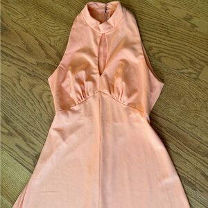 Elegant Peach Sleeveless Vintage Dress, 60’s or 70’s era